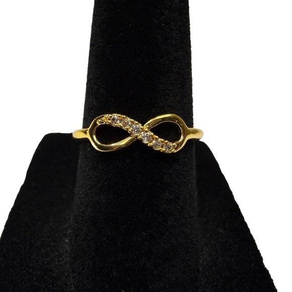 Does not apply Jewelry - Elegant Infinity Symbol Ring Gold Tone Pave Clear Stones Fashion Jewelry Size 6